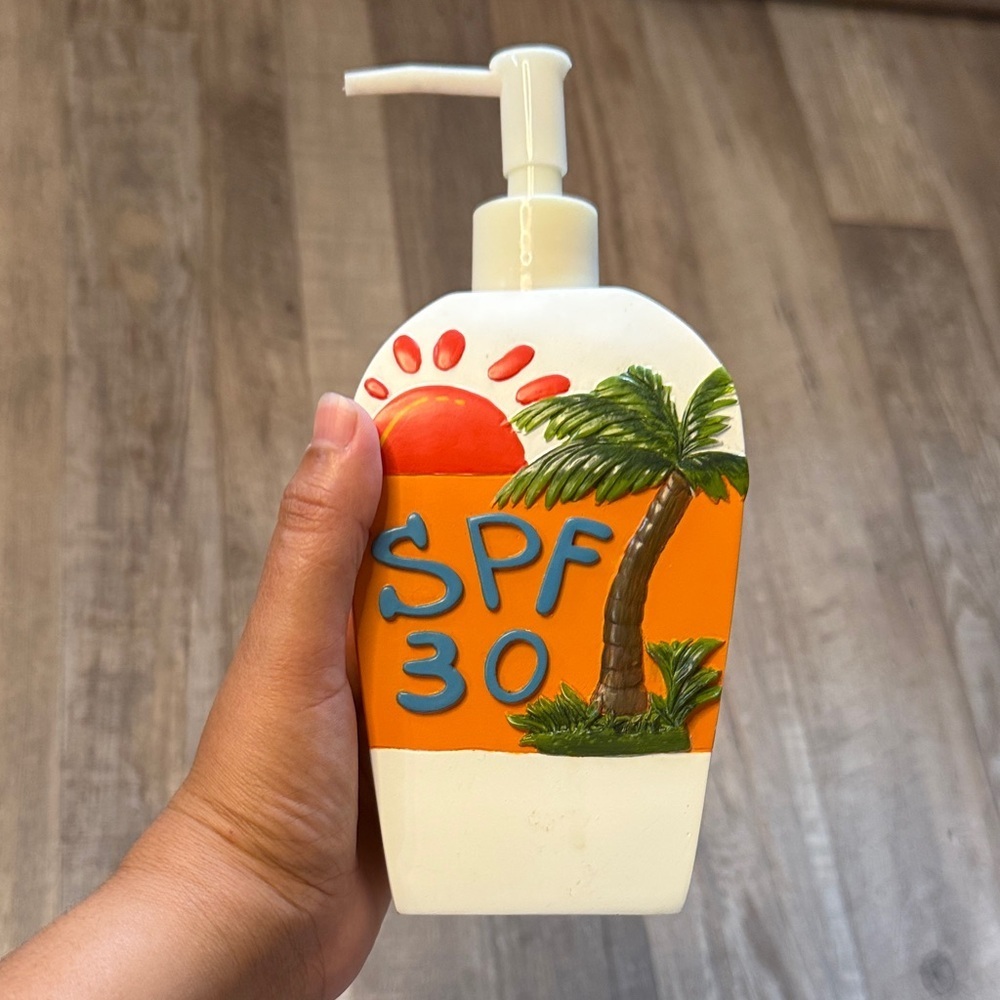 SPF 30 Suncare Lotion Decorative Dispenser with Pump - Orange & White - Picture 2 of 11